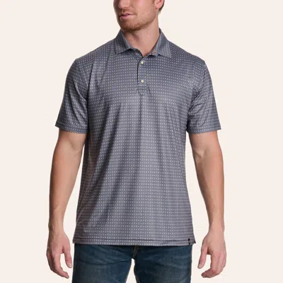 Rafter C Men's Gray Geo Print Pearl Snap Polo Shirt