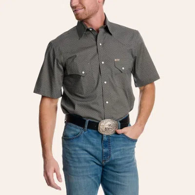 Rafter C Men's Gray Geo Print Pearl Snap Western Shirt