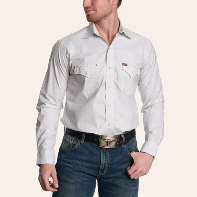 Rafter C Men's Gray Geo Print Stretch Long Sleeve Pearl Snap Western Shirt