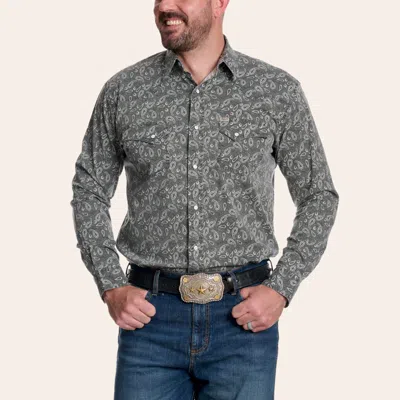 Rafter C Men's Gray Paisley Print Western Shirt
