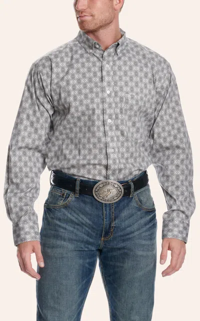 Rafter C Men's Gray Paisley Stretch Long Sleeve Western Shirt