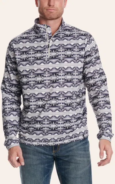 Rafter C Men's Gray Quarter Zip Aztec Print Knit Sweater