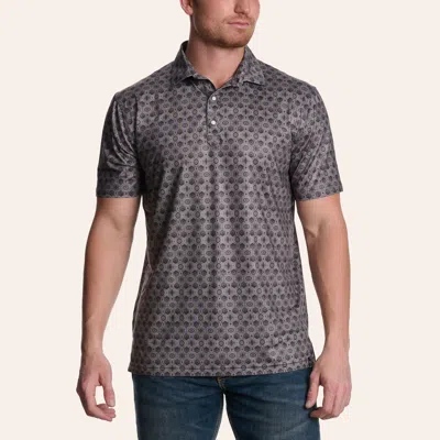 Rafter C Men's Gray Wallpaper Geo Print Polo Shirt