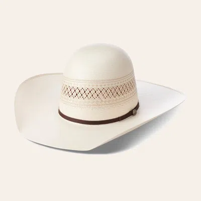 Rafter C Men's Ivory Shantung Open Crown Cowboy Hat In White