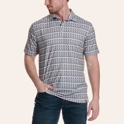 Rafter C Men's Khaki Aztec Print Pearl Snap Polo Shirt In Brown