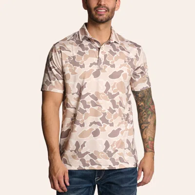 Rafter C Men's Khaki Camo Print Pearl Snap Polo Shirt In Multi