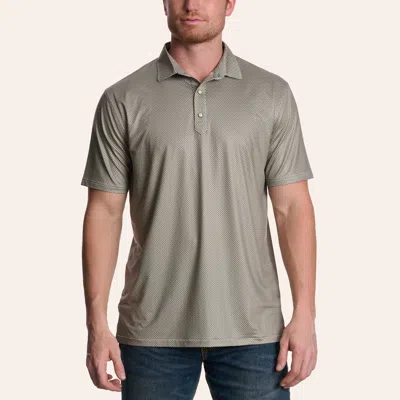 Rafter C Men's Khaki Geo Print Polo Shirt In Gray