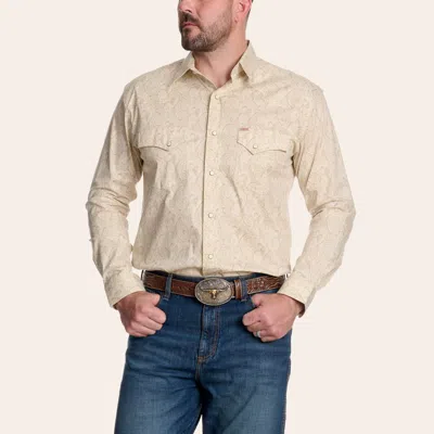 Rafter C Men's Khaki Paisley Print Western Shirt In Brown