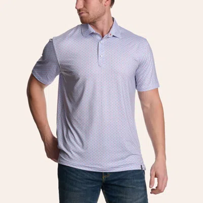 Rafter C Men's Light Blue Geo Print Pearl Snap Polo Shirt