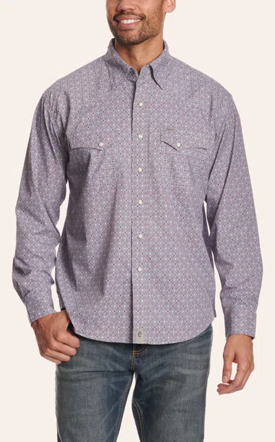 Rafter C Men's Maroon & Blue Wallpaper Western Shirt