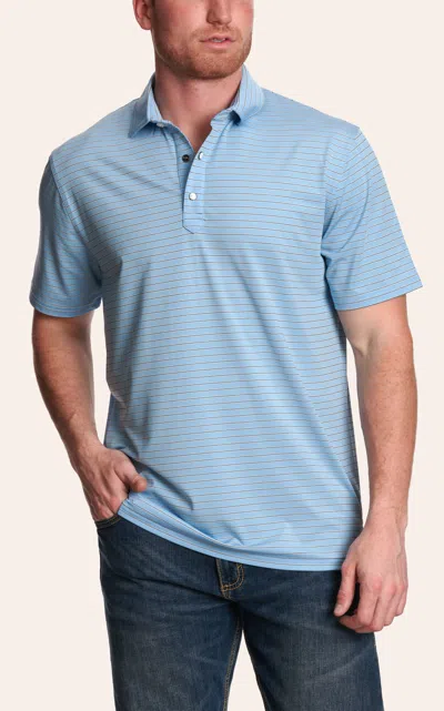 Rafter C Men's May Blue Striped Polo Shirt
