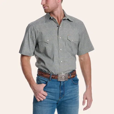 Rafter C Men's Medium Green Wallpaper Print Pearl Snap Western Shirt