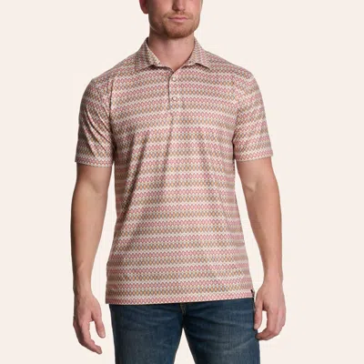 Rafter C Men's Multicolor Aztec Stripe Print Polo Shirt In Brown