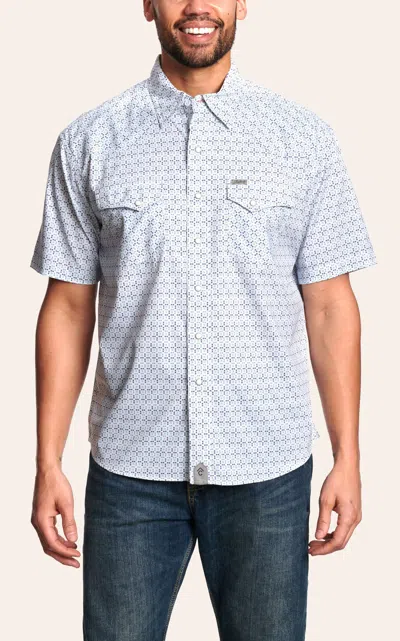 Rafter C Men's Navy Geo Print Western Shirt In Blue