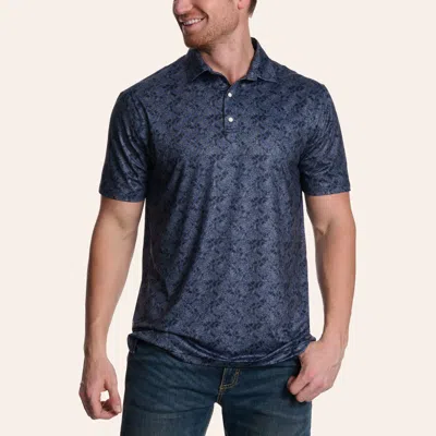 Rafter C Men's Navy Paisley Print Polo Shirt In Blue