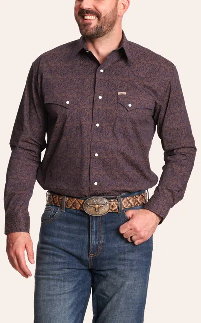 Rafter C Men's Navy Paisley Western Shirt In Blue