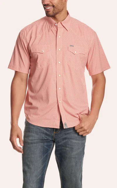 Rafter C Men's Orange Texas Print Western Shirt