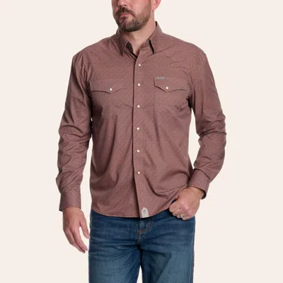 Rafter C Men's Orange Wallpaper Print Long Sleeve Pearl Snap Fishing Shirt In Multi