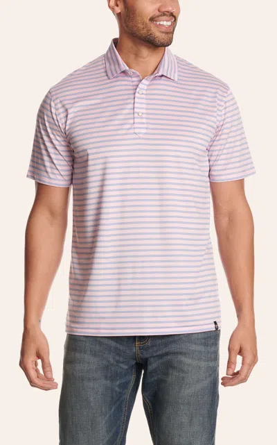 Rafter C Men's Pink & Blue Striped Performance Polo Shirt