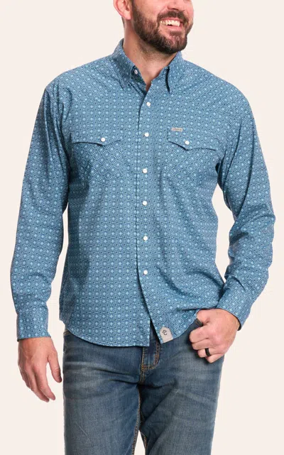 Rafter C Men's Proflex45 Brilliant Blue Geo Fishing Shirt