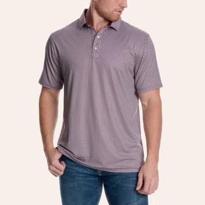Rafter C Men's Proflex45 Burgundy Texas Geo Print Short Sleeve Snap Polo Shirt