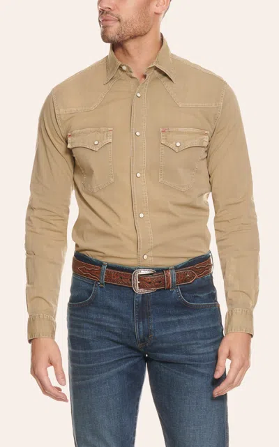 Rafter C Men's Proflex45 Washed Khaki Stretch Western Shirt In Brown
