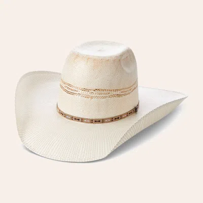 Rafter C Men's Punchy Trim Tan And Ivory Bangora Brick Crown Cowboy Hat In Brown
