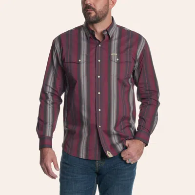 Rafter C Men's Red & Gray Striped Print Pearl Snap Long Sleeve Western Shirt In Brown