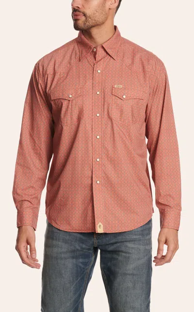 Rafter C Men's Red & Orange Wallpaper Print Western Shirt