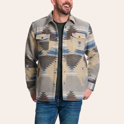 Rafter C Men's Red Dirt Collection Latte & Steel Blue Aztec Shirt Jacket In Multi