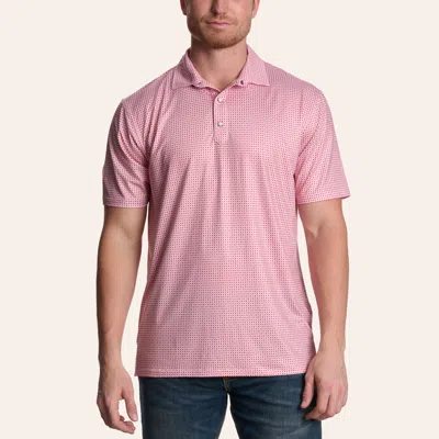 Rafter C Men's Red Geo Print Pearl Snap Polo Shirt