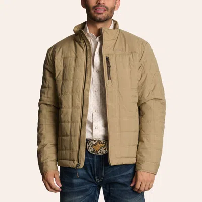 Rafter C Men's Tan Quilted Puff Jacket In Brown