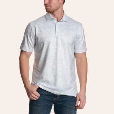 Rafter C Men's Turquoise Wallpaper Print Pearl Snap Polo Shirt In Multi
