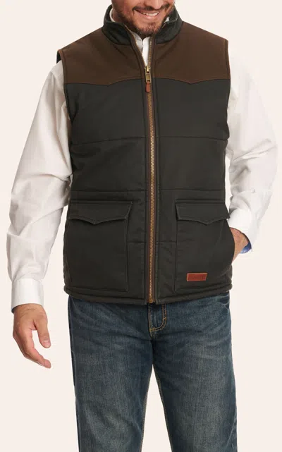 Rafter C Men's Two-toned Hickory & Walnut Puff Western Vest In Gray