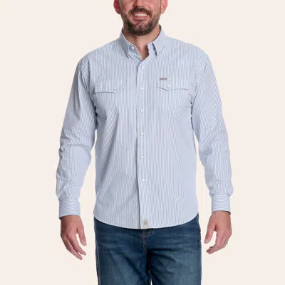 Rafter C Men's White & Blue Stripe Print Western Shirt