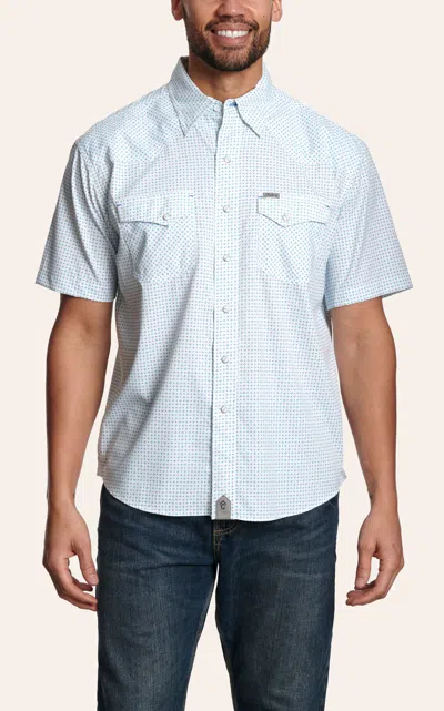 Rafter C Men's White & Turquoise Geo Print Western Shirt