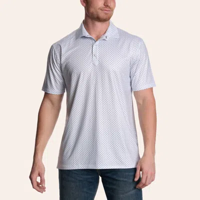 Rafter C Men's White Dot Geo Print Polo Shirt