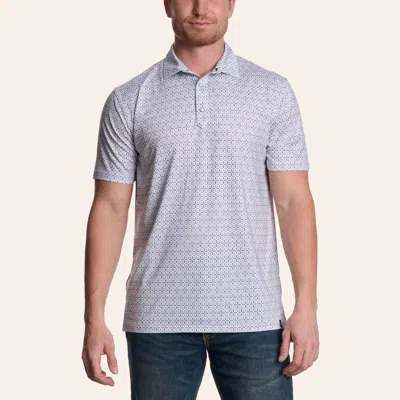Rafter C Men's White Geo Print Pearl Snap Polo Shirt