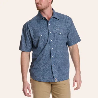 Rafter C Outdoors Men's Blue & Gray Floral Print Pearl Snap Western Shirt