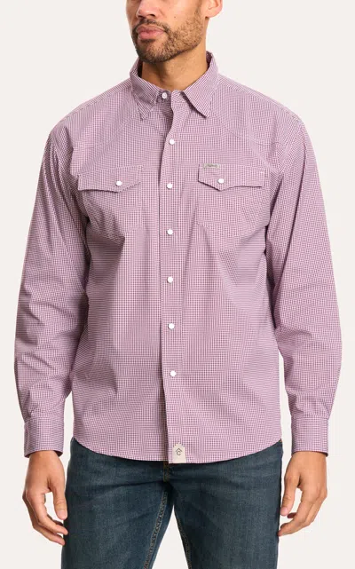 Rafter C Outdoors Men's Burgundy Gingham Lefty Fishing Shirt