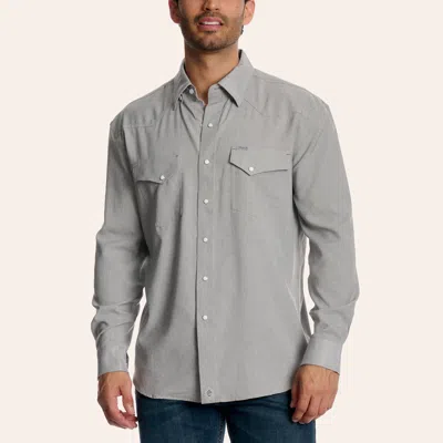 Rafter C Outdoors Men's Heather Gray Long Sleeve Pearl Snap Western Shirt