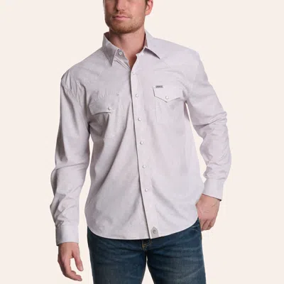 Rafter C Outdoors Men's Ivory Geo Print Long Sleeve Pearl Snap Western Shirt In White