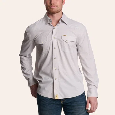 Rafter C Outdoors Men's Khaki Geo Print Long Sleeve Pearl Snap Western Shirt In Brown