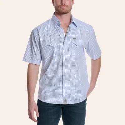 Rafter C Outdoors Men's Light Blue Micro Geo Print Pearl Snap Western Shirt