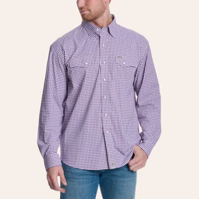 Rafter C Outdoors Men's Purple Plaid Print Long Sleeve Pearl Snap Western Shirt