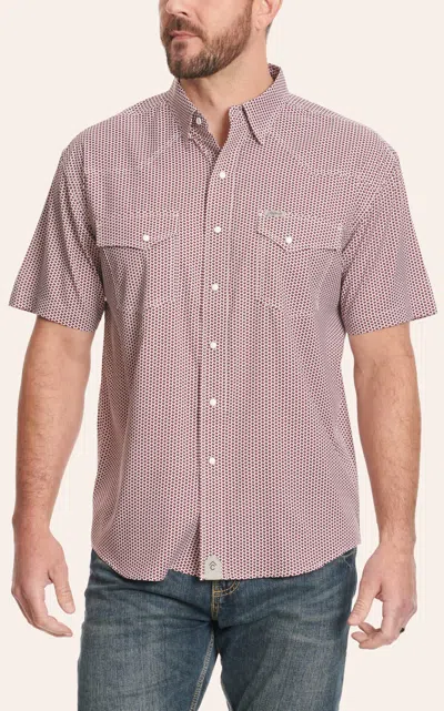 Rafter C Outdoors Men's White & Burgundy Texas Print Fishing Shirt