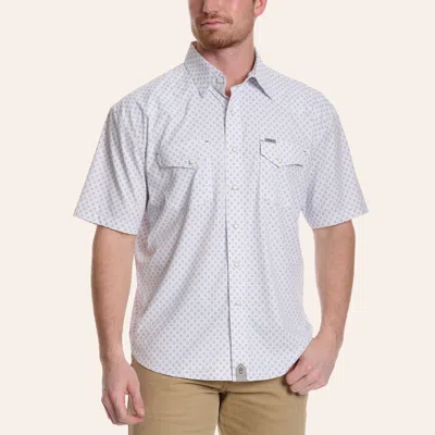 Rafter C Outdoors Men's White & Gray Geo Print Pearl Snap Western Shirt