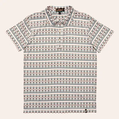 Rafter C Polo Boys' Khaki Aztec Stripe Print Pearl Snap Polo Shirt In Multi