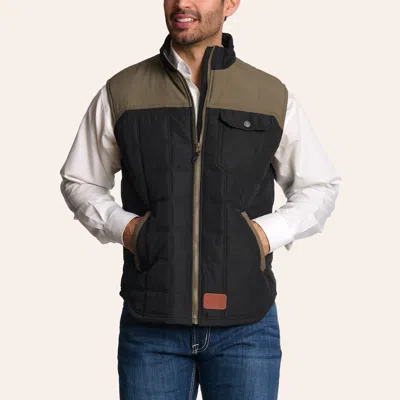 Rafter C Ranchwear Men's Coyote Black & Olive-gray Quilted Puff Vest