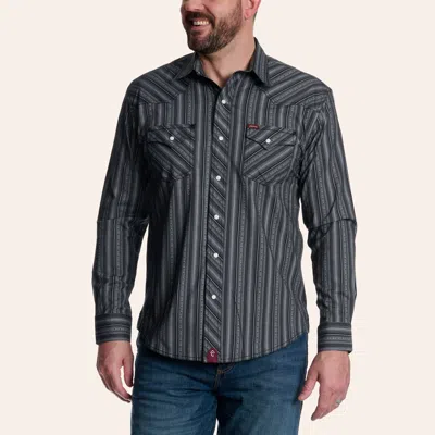 Rafter C Red Dirt Men's Black Aztec Stripe Print Long Sleeve Pearl Snap Western Shirt